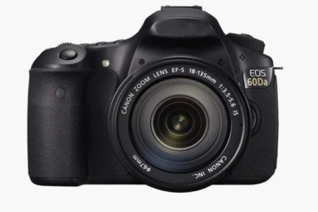 a black camera with a large lens