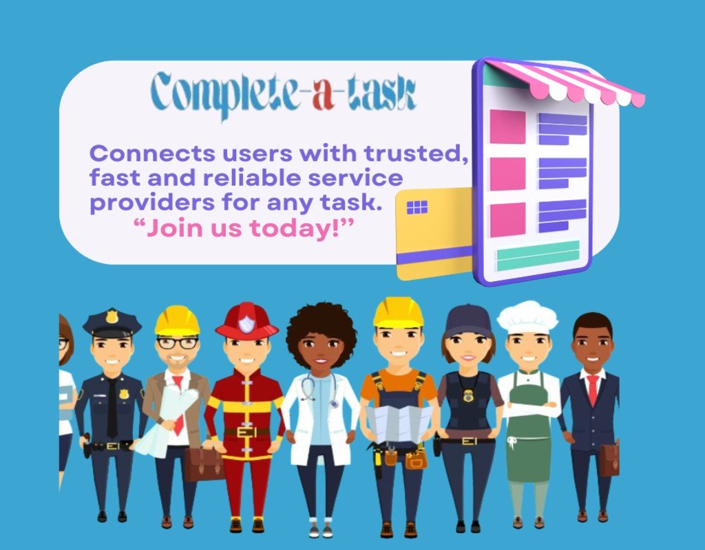 Complete-a-task app connects users with service providers. Join us!